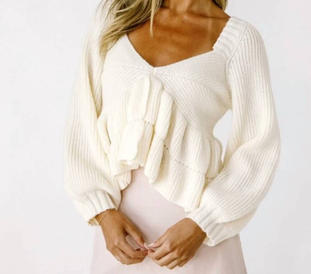 NEW STORIA perla babydoll sweater in ivory